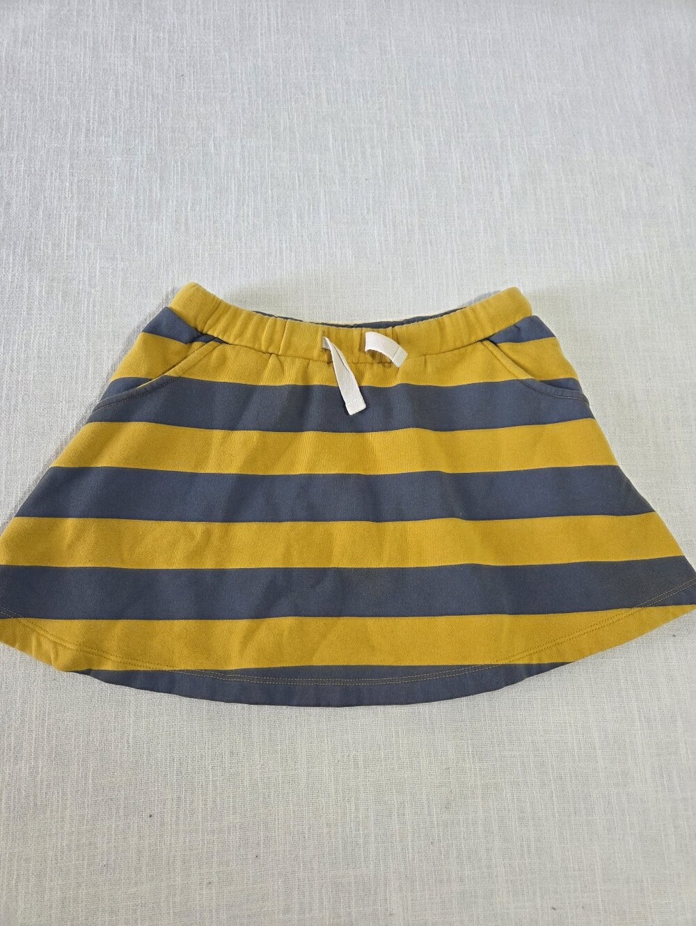 Mini Boden Striped Circle Skirt in Yellow and Gray Kids 6/7
